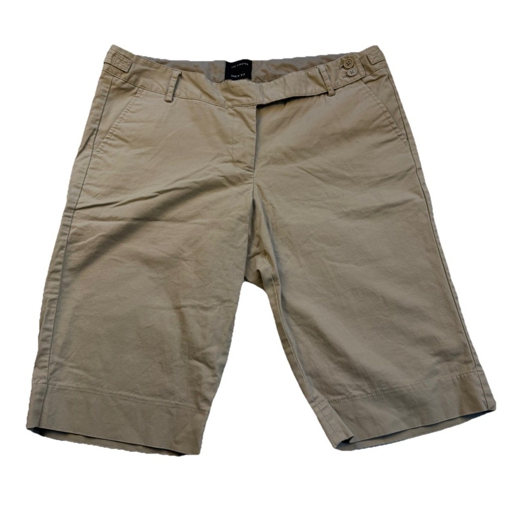The Limited Drew Fit Bermuda Shorts Womens 12 Khaki Tan Stretch Career Casual